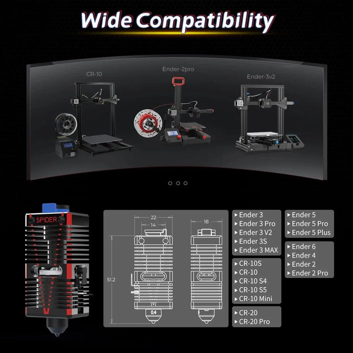 Spider Ceramic Hotend, All Metal Hotend with High Temp and High Flow PFeatures:


✅【Ship From Amazon FBA Warehouse】Same shipping service with Amazon. Enjoy reliable performance and fast shipping with the Amazon FBA Warehouse.


✅【UpgraSpider Ceramic Hotend,BISS