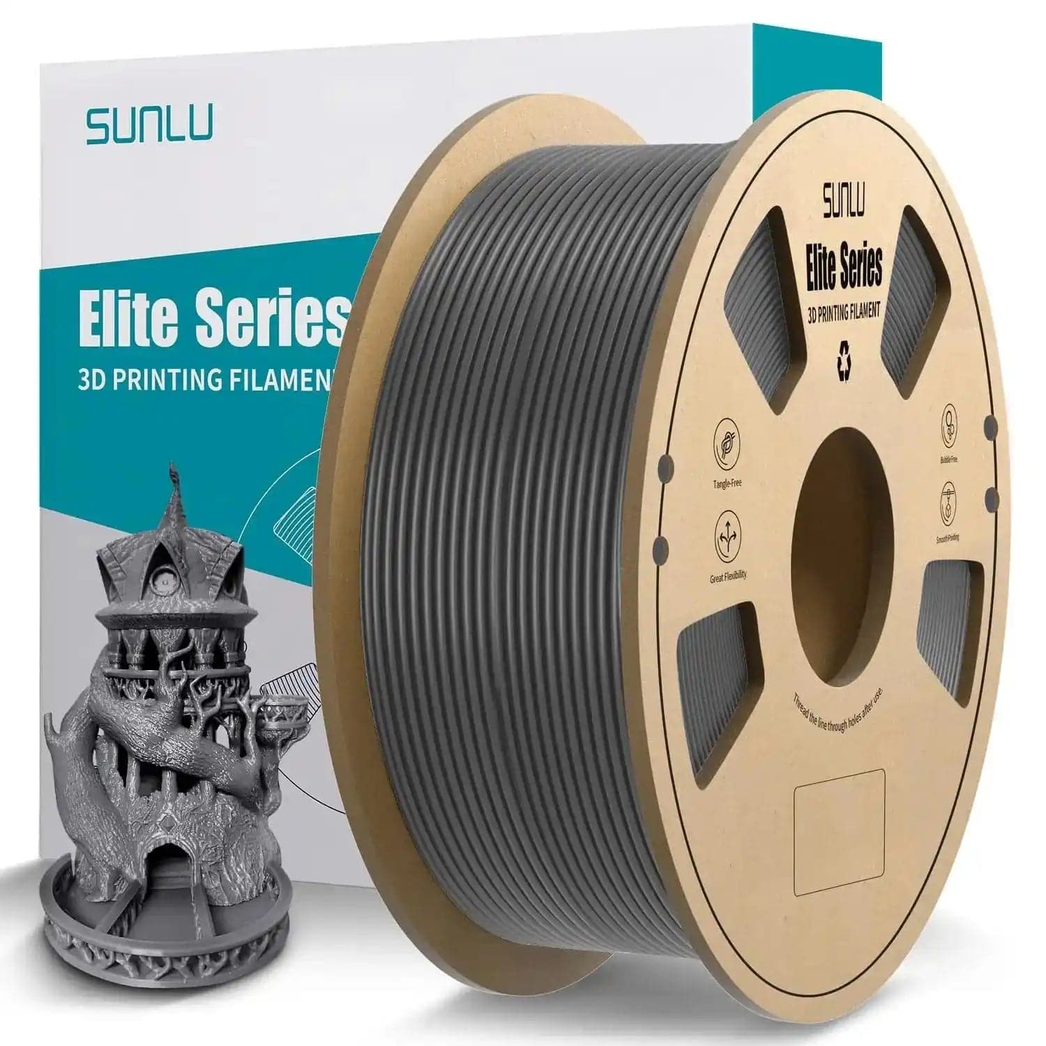 SUNLU PLA 3D Printer Filament, PLA Filament 1.75mm Dimensional Accuracy +/-  0.02 mm, 1 KG Spool, PLA Gray+Blue