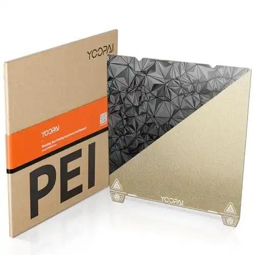 YOOPAI Creality PEIBrand: YOOPAIFeatures: 
Excellent Adhesion: Each YOOPAI PEI+PEO sheet is equipped with two sides - one diamond textured PEO coating and one smooth PEI coating. You cYOOPAI Creality PEIBISS