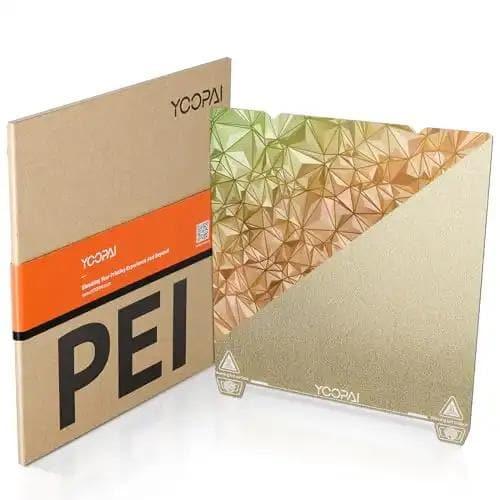 YOOPAI Creality PEIBrand: YOOPAIFeatures: 
Excellent Adhesion: Each YOOPAI PEI+PEO sheet is equipped with two sides - one diamond textured PEO coating and one smooth PEI coating. You cYOOPAI Creality PEIBISS