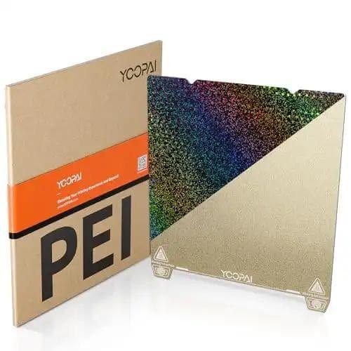 YOOPAI Creality PEIBrand: YOOPAIFeatures: 
Excellent Adhesion: Each YOOPAI PEI+PEO sheet is equipped with two sides - one diamond textured PEO coating and one smooth PEI coating. You cYOOPAI Creality PEIBISS